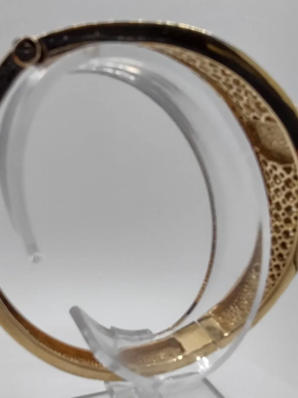 Bangle Bracelet -Peach Iolite Stone + CZs- Sterling Silver 925-Gold Vermeil